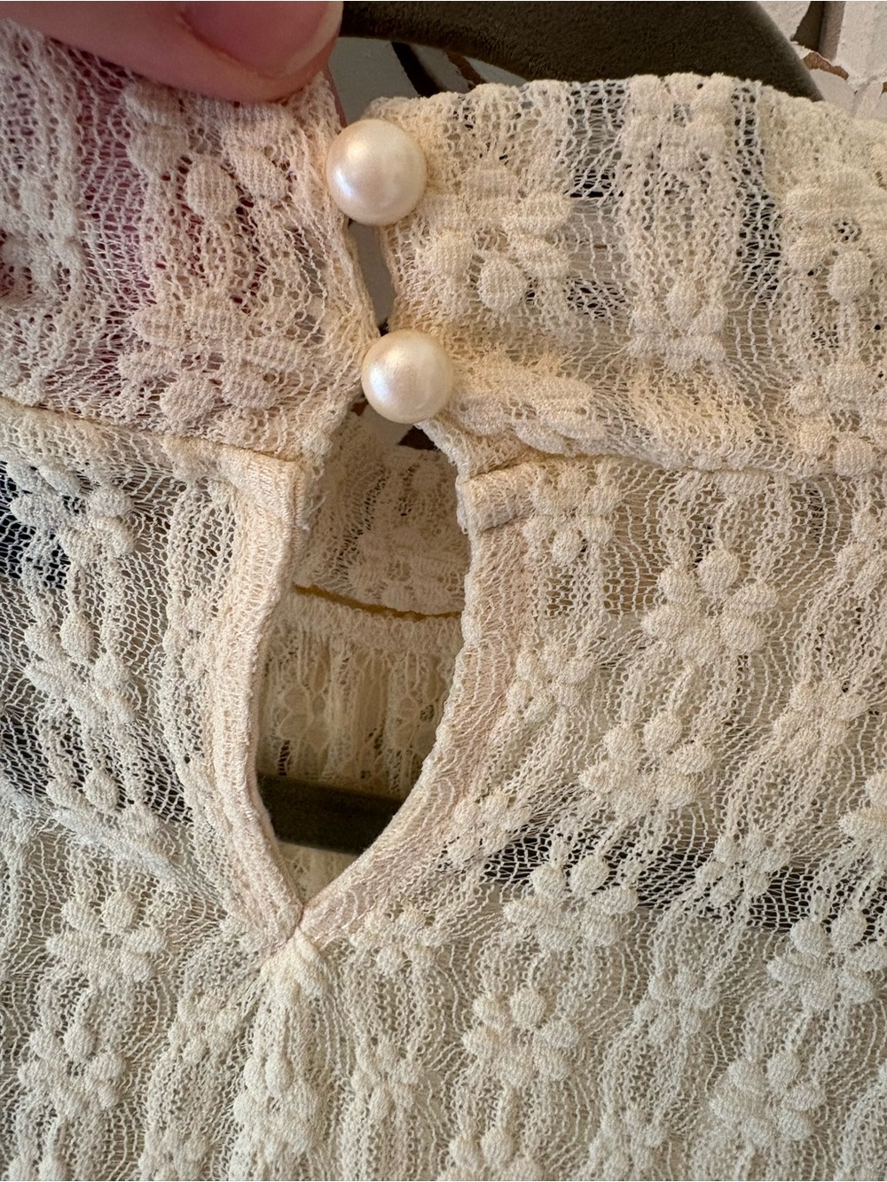 Ivory Lace Ruffle High-Neck Blouse - Picture 15 of 16